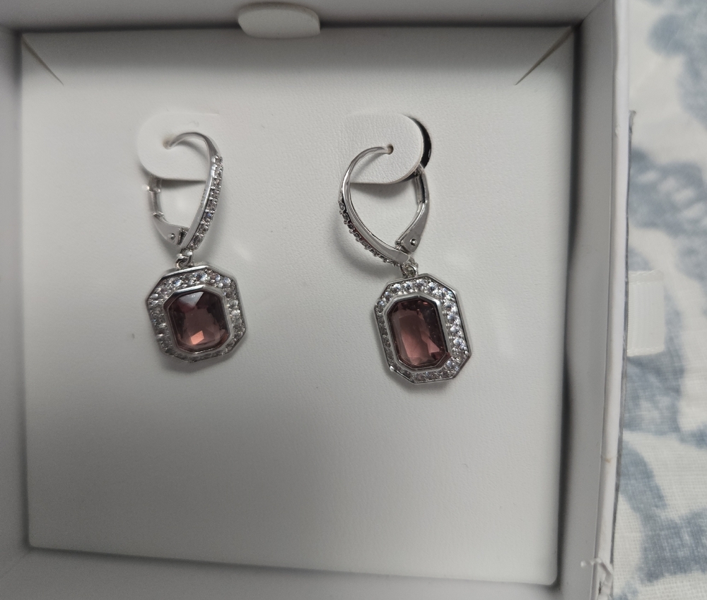 Elegant Silver and Purple Earrings